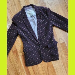 Cartonnier Chocolate Blazer with Coral Dots